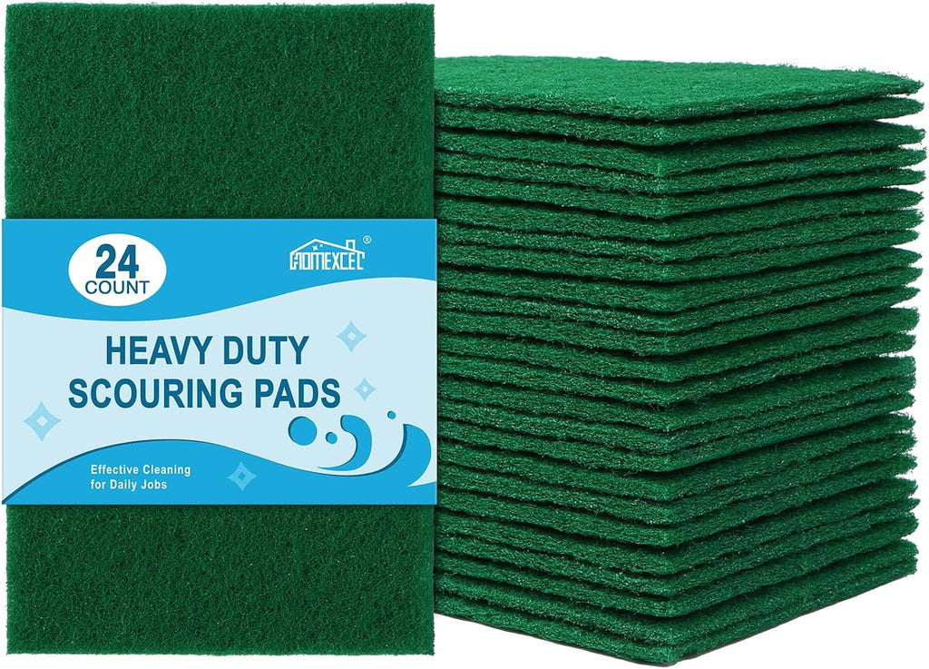 Heavy Duty Scouring Pads, 24 Pack Green Scrub Pads for Cleaning