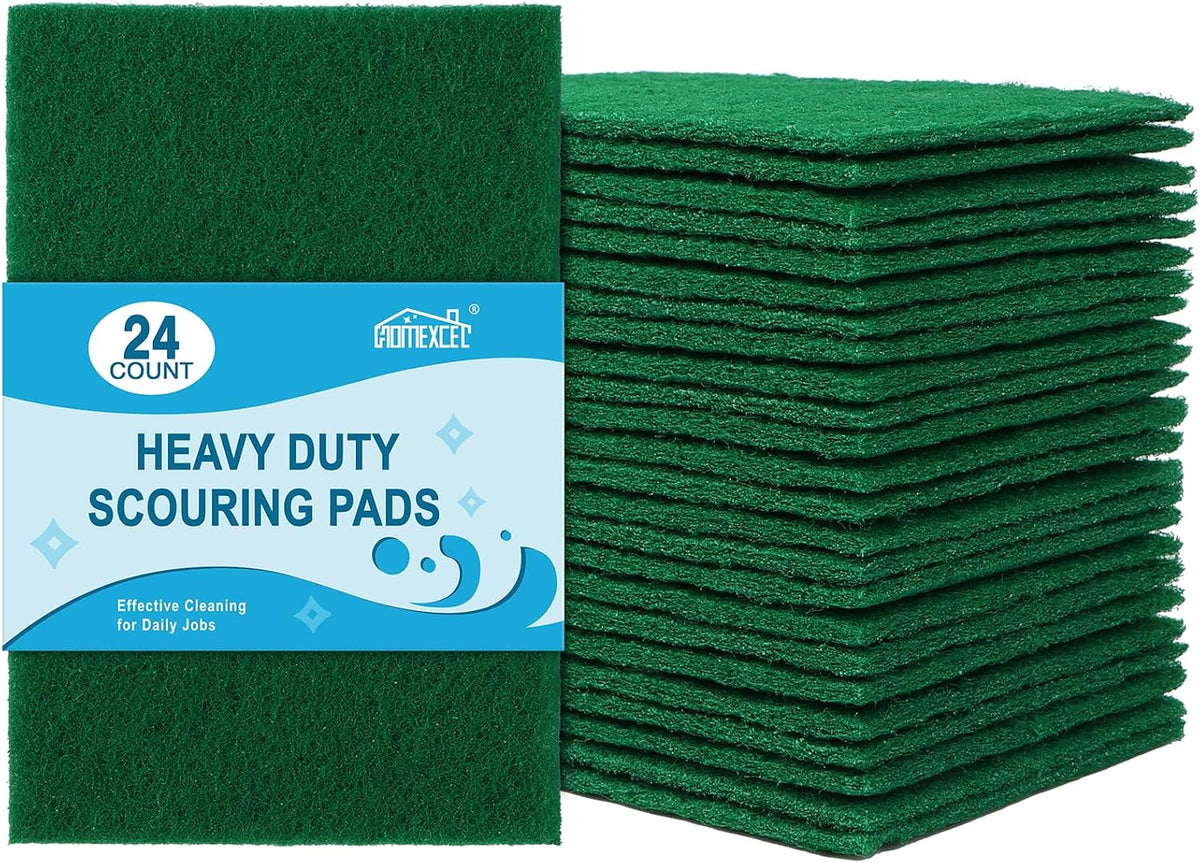 Heavy Duty Scouring Pads, 24 Pack Green Scrub Pads for Cleaning