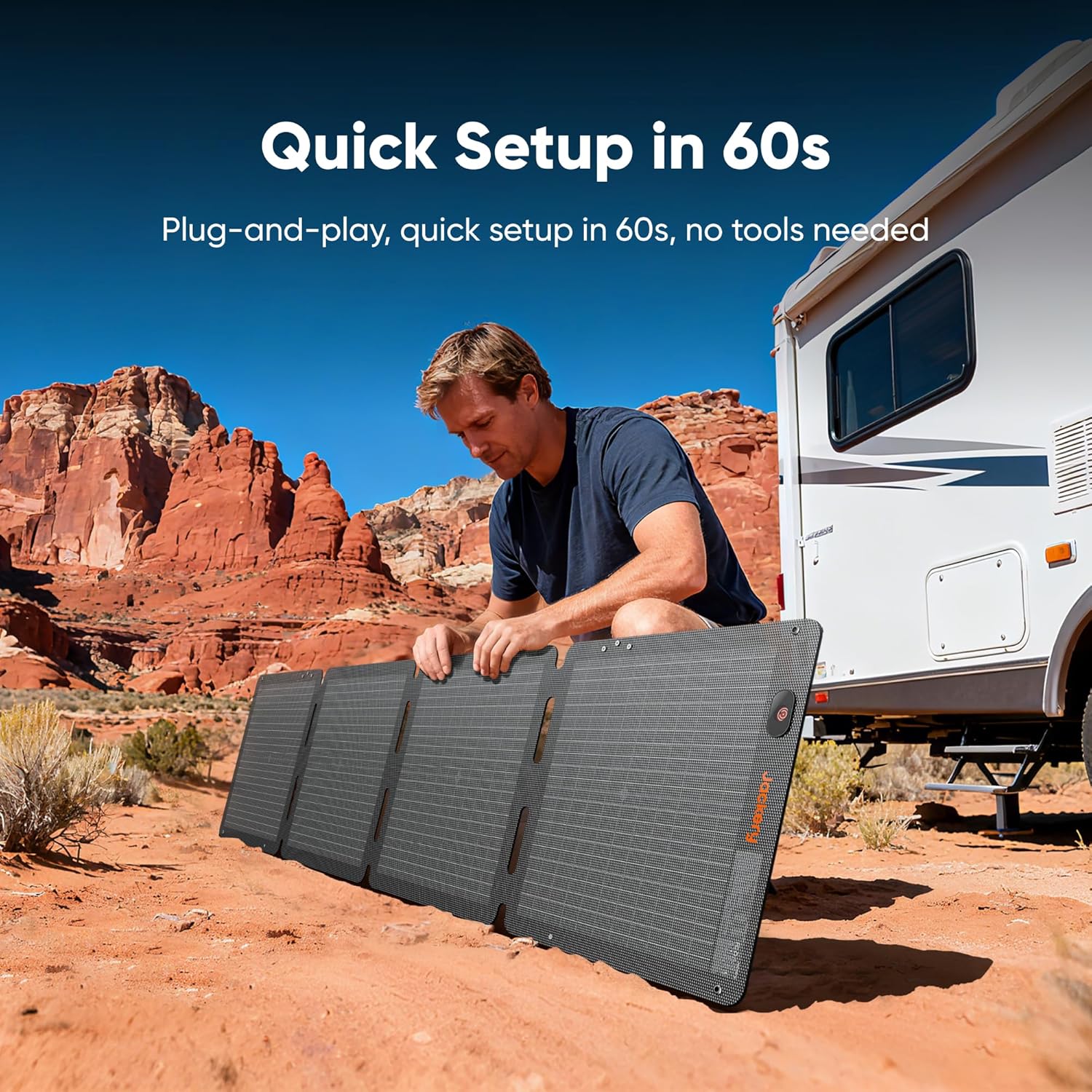 SolarSaga 100W Air Solar Panel,Bifacial | 23% Conversion Efficiency, IP65 Waterproof, Foldable Charger for Power