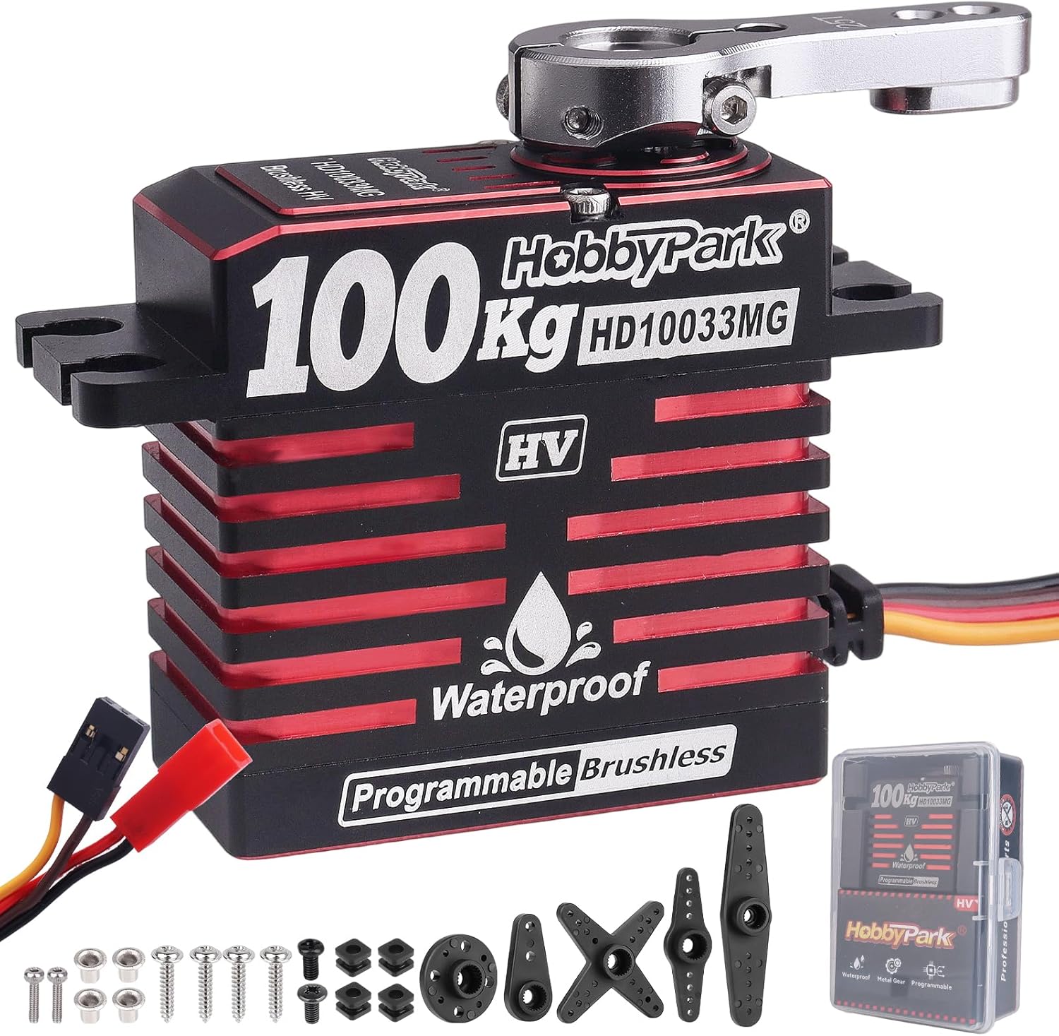 Waterproof 1380oz-in 100KG Servo 16.8V HV Servo High Torque Servo Brushless Motor Full Metal Gear RC Servo