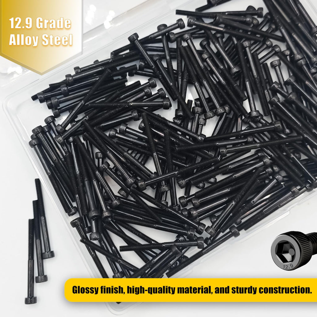 M3x35mm Screws 180pcs Hex Socket Cap 12.9 Steel Black Zinc Half Thread