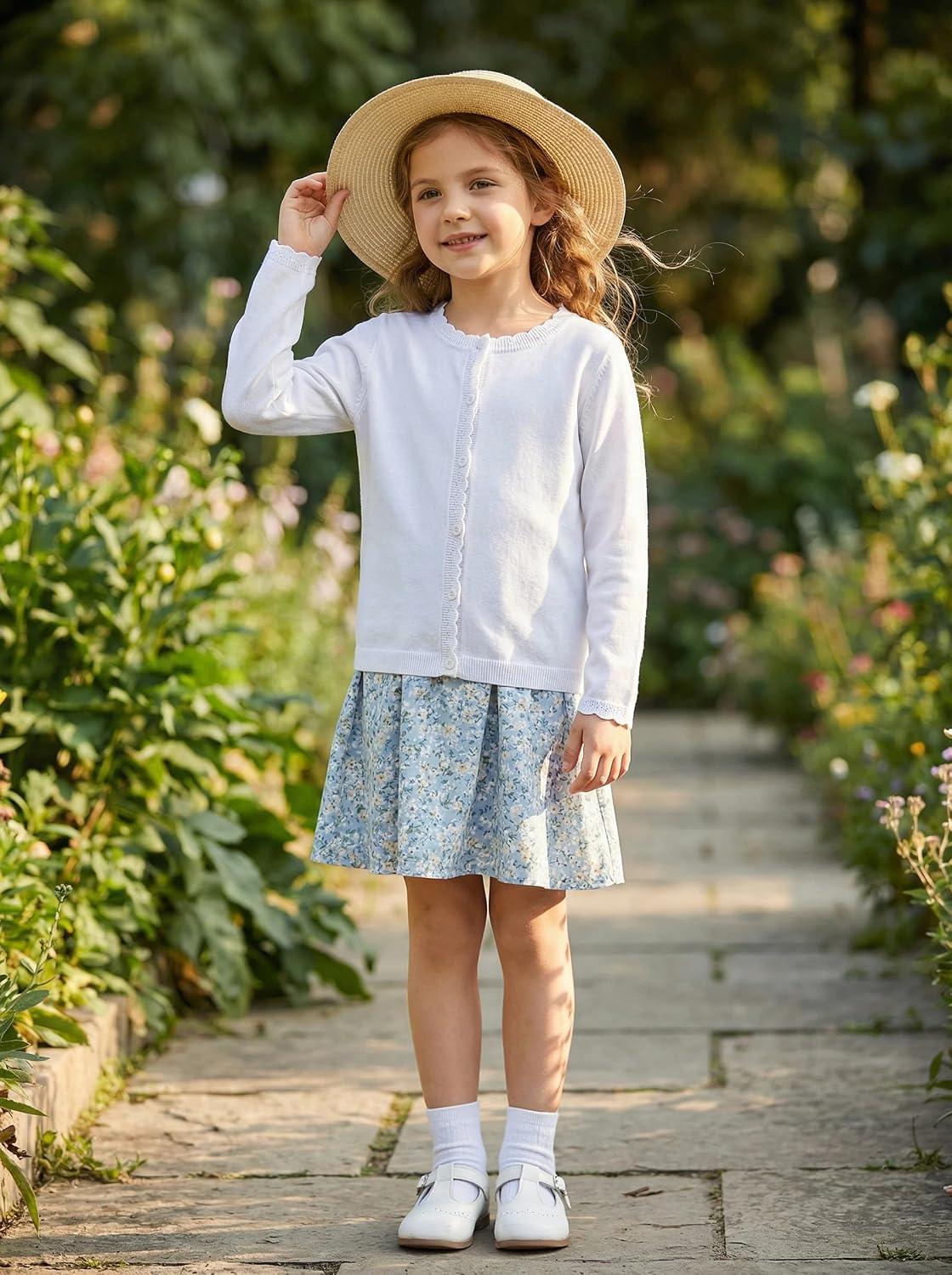 Girls Basic Cardigan Button Up Knitted School Sweater 4-12 Years | Soft Breathable,Cozy Lightweight Fall & Spring