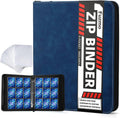 9 Pocket Trading Card Binder, 900 Cards Zip Album, Blue | 50 Pcs Double Sided Sleeves, 3 Rings, Card Collection for