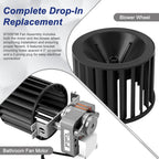 Upgraded S97009796 Bathroom Fan Motor Blower Assembly Compatible with Br-oan Nu-Tone Bulb Ceiling Heaters 162-E, G, J, K, L, M and 164-E, G, J, K, L, M, Replace 97009796 S97009758 99080280 by Cenipar