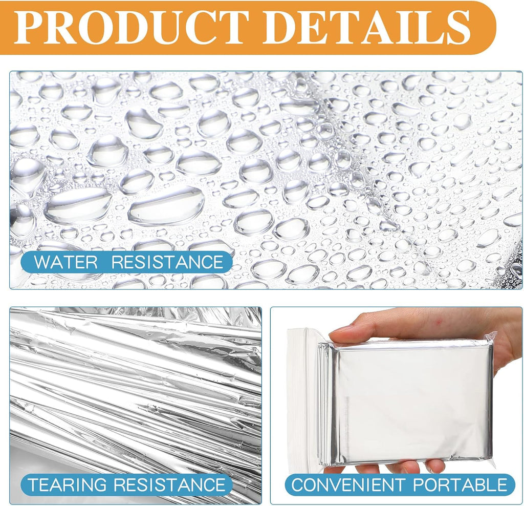 Emergency Blanket Bulk - Survival Thermal Silver Foil Reflective Blankets Set Pack for Outdoors Shelter Space