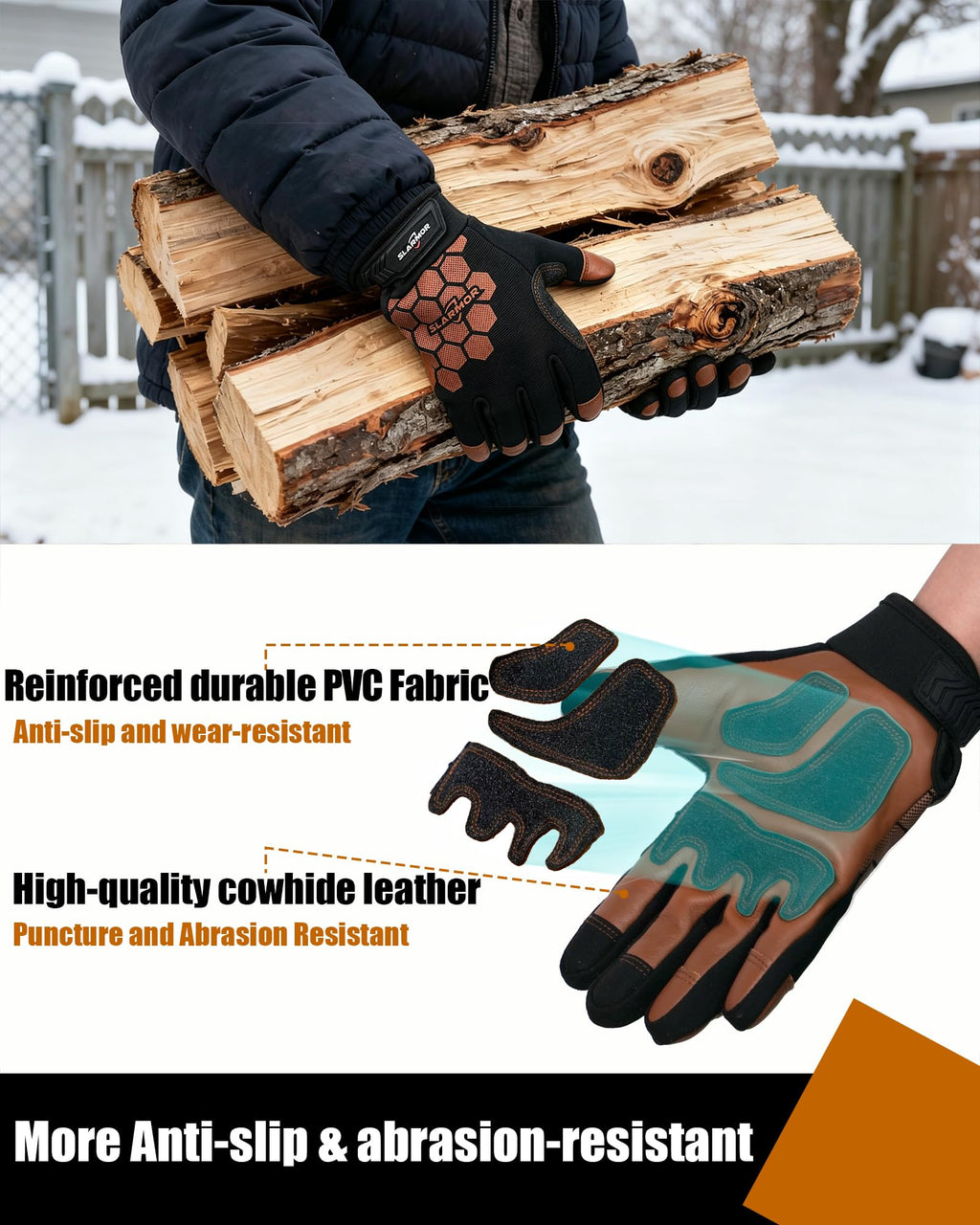 Winter Work Gloves for Men, Warm, Waterproof Insulated Work Gloves