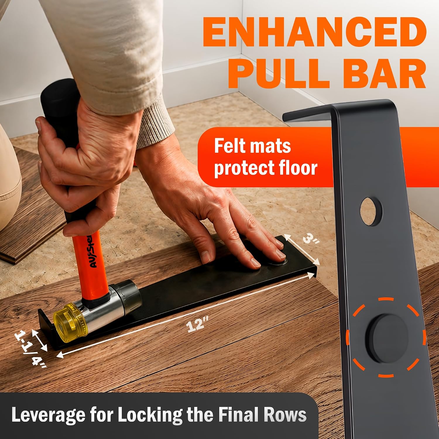 43-Piece Laminate Flooring Tools, Durable Pull Bar, Solid Double Sided Tapping Block, 40 Spacers, 33mm Double-Faced