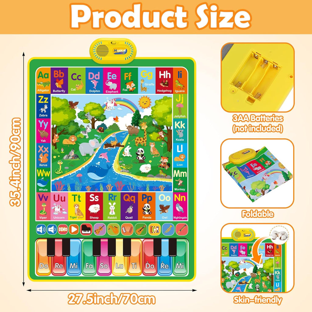 Baby Toys for 1 Year Old Gifts: 3 in 1 Alphabet Animal Piano Music Play Mat | Toddler Toys Age 1-3 Musical Toy 12-18