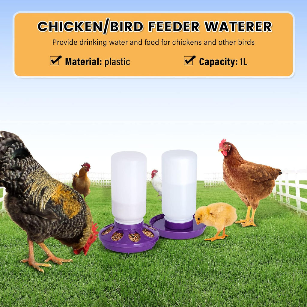 Chick Feeder and Waterer Set no Waste Chicken Water Dispenser 1L Chicken Water Feeder Poultry Waterer Baby Chick