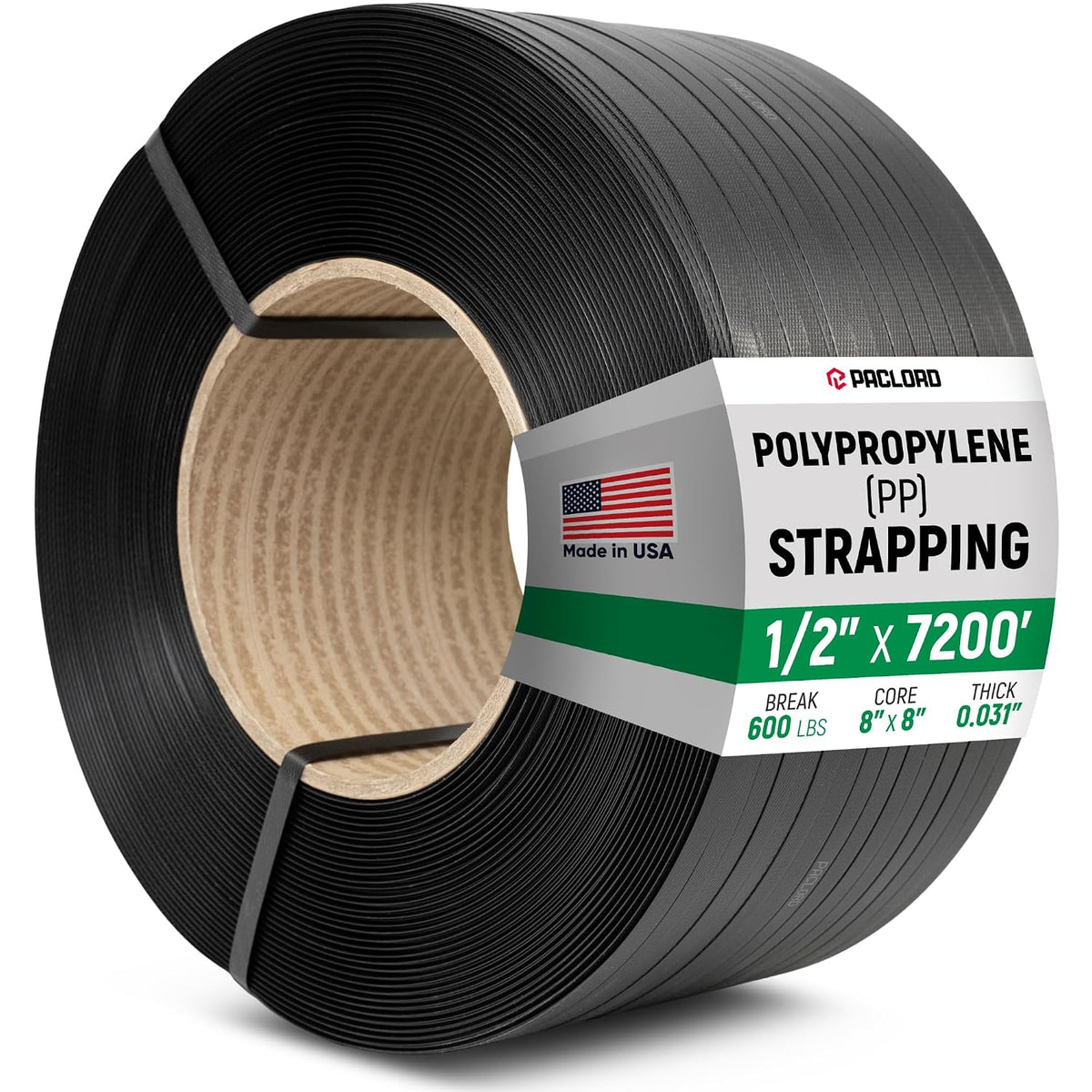 1/2" x 7200' Heavy-Duty Polypropylene (PP) Strapping Coil 0.031" Thick