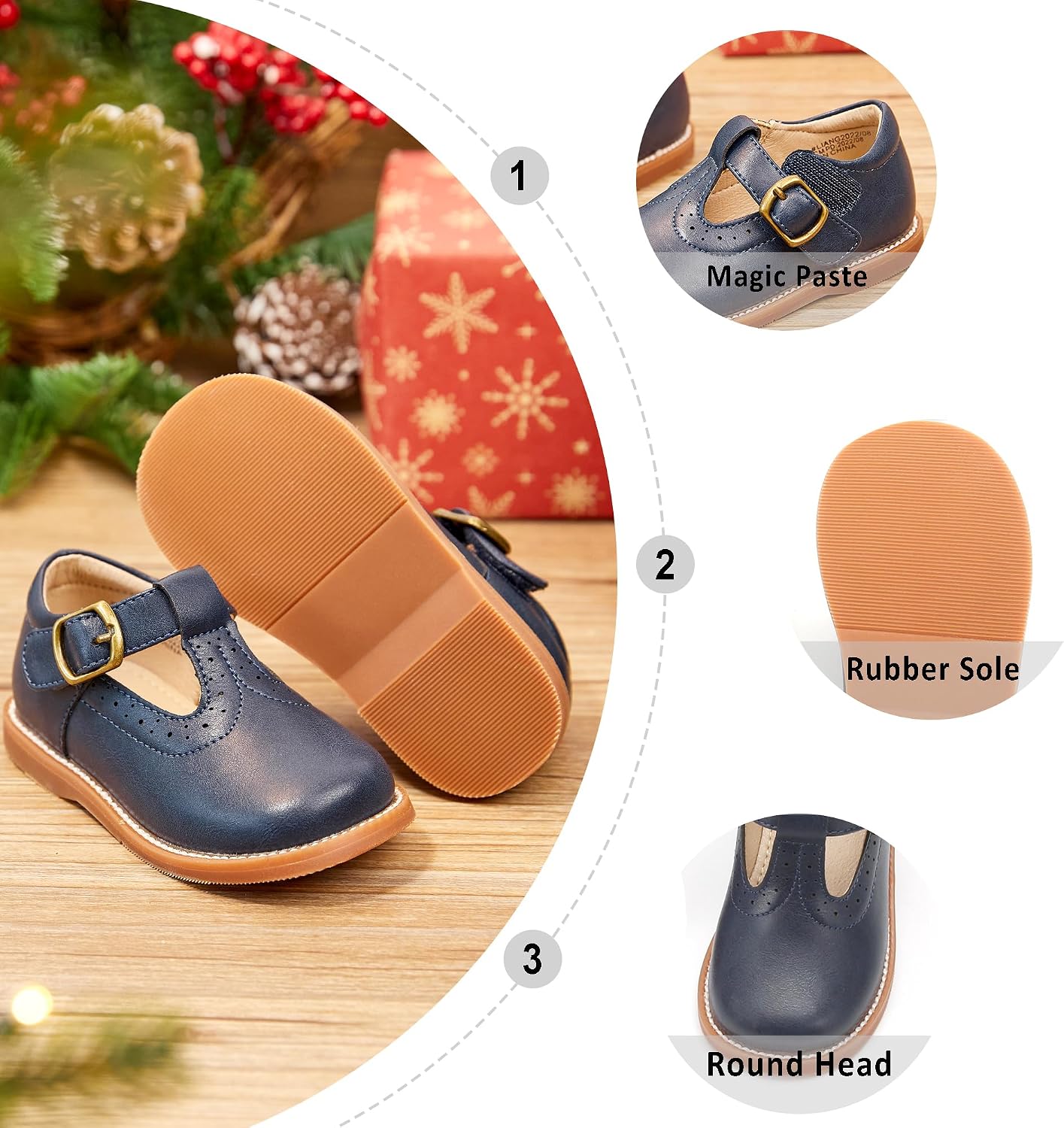 Toddler Little Girls Oxford Mary Jane School Uniform Dress Shoes | Wide Toe Box, Soft Leather Upper, T-Strap