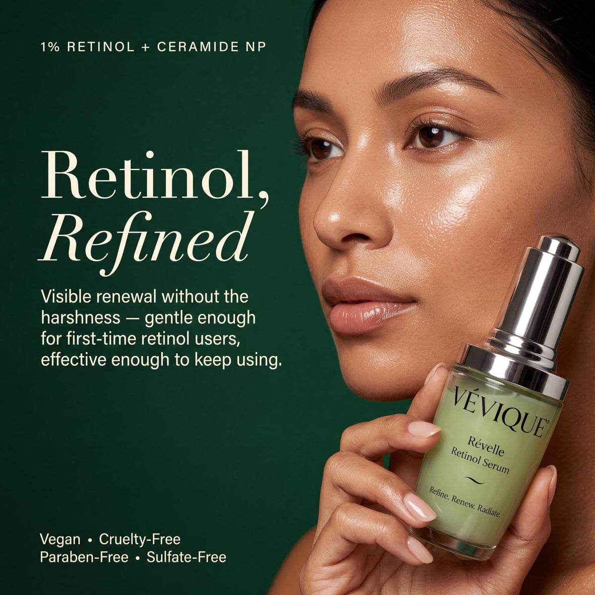 Gentle 1% Retinol Serum for Beginners with Peptides, 1 Fl Oz