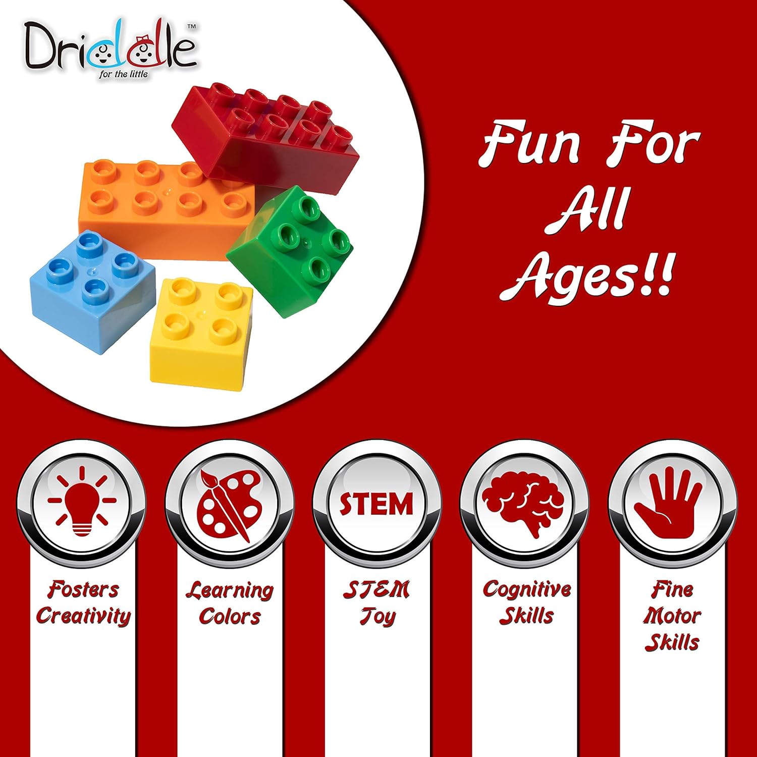 Big Building Blocks for Kids - STEM Toy - Classic Large Building Bricks - Compatible with All Major Brands - for