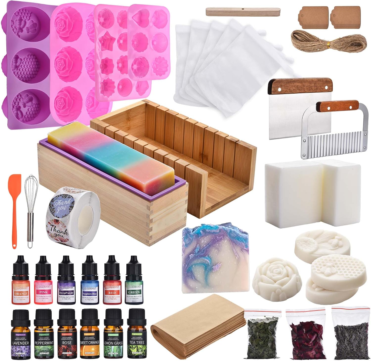 Soap Making Kit for Adults All-in-One Soap Making Supplies Includes Melt & Pour Goat Milk Soap Base, Silicone Loaf