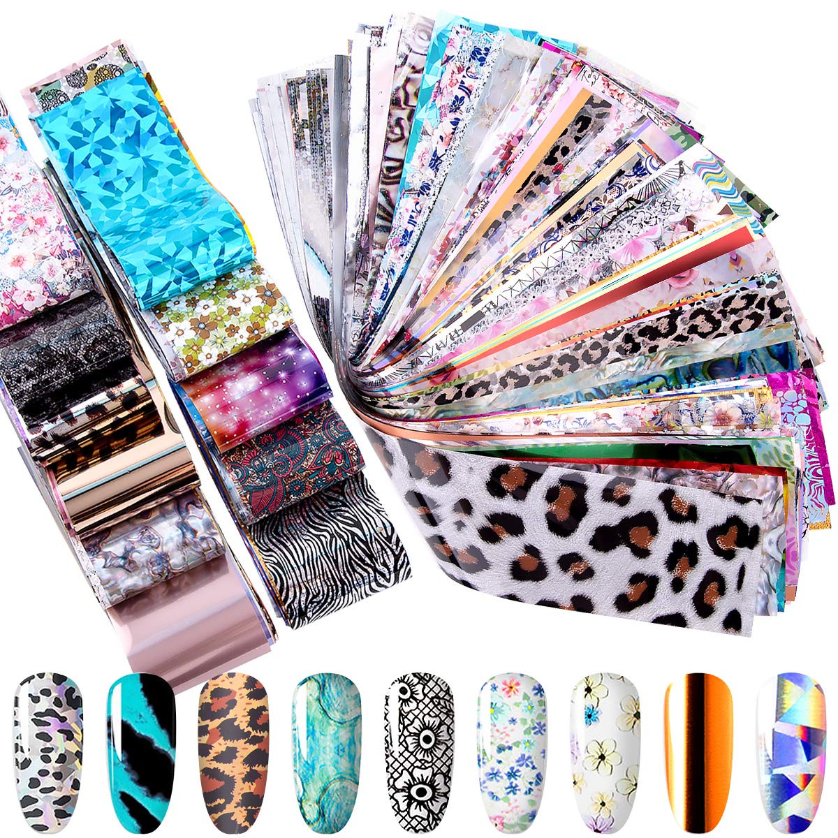 300 Sheets Nail Foils Nail Art Transfer Foil Stickers Laser Flower