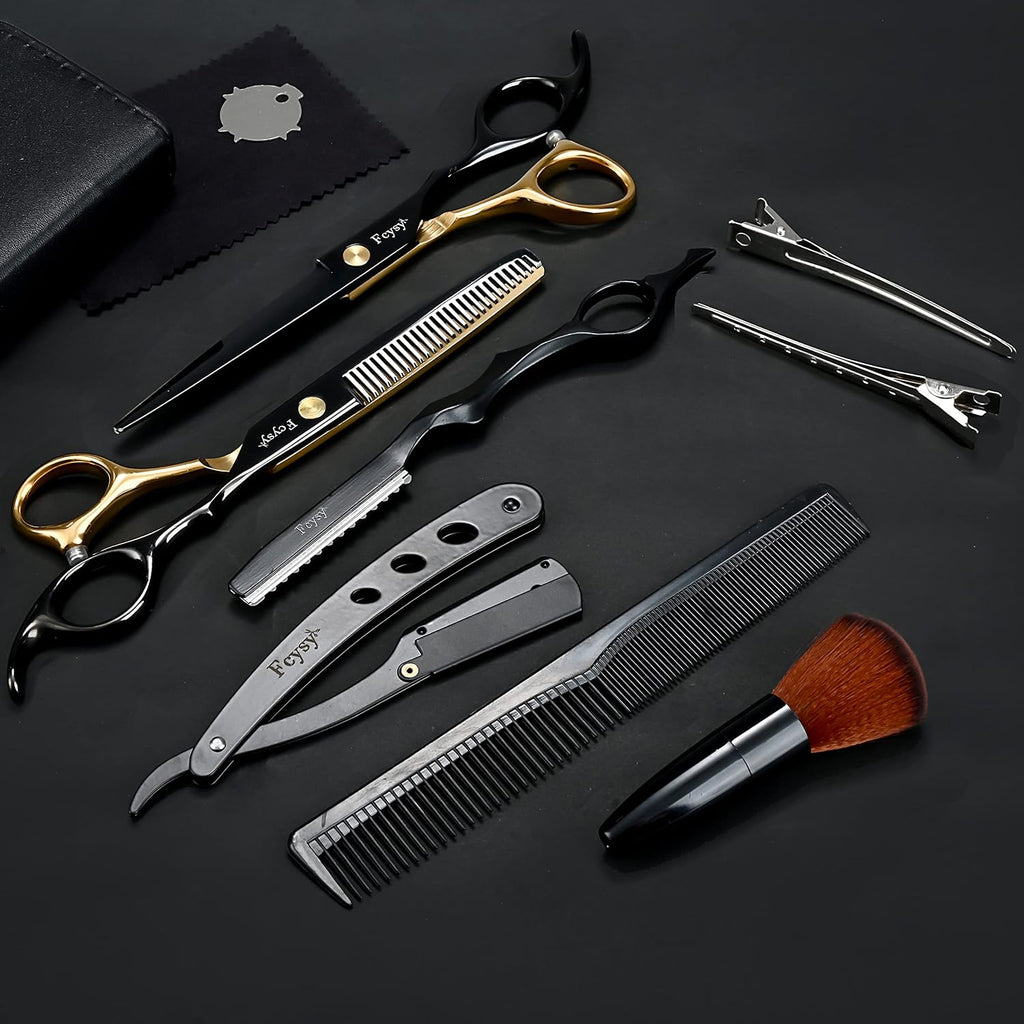 Professional Hair Shears Thinning Scissors Set, Fcysy Barber Shears Hair Cutting Scissors Kit, Hairdresser Trimming
