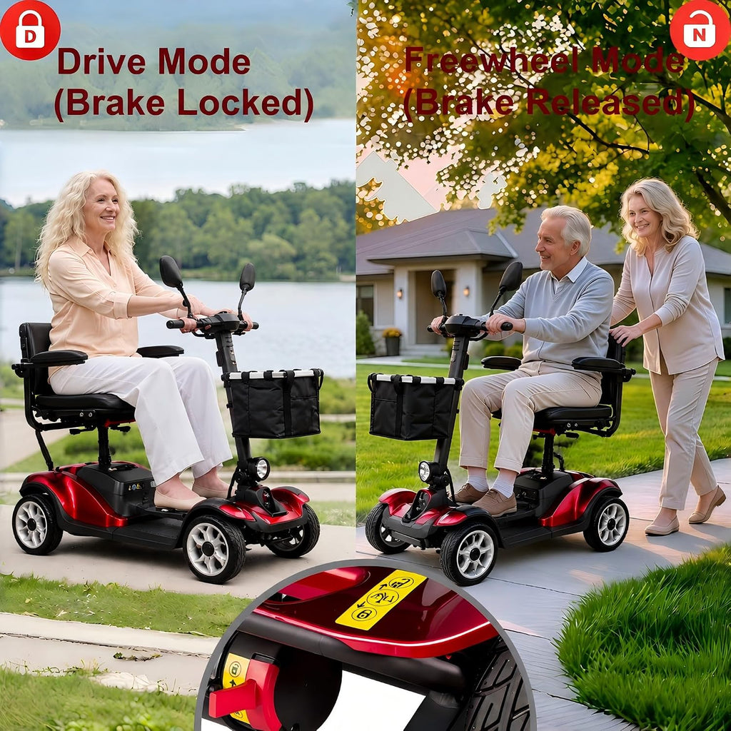 4 Wheel Mobility Scooter for Seniors & Adults with Removable Battery