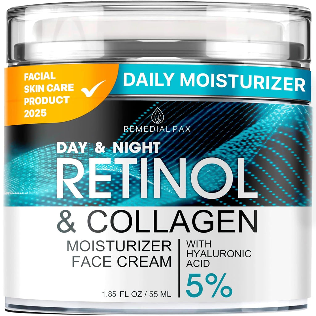 Face Moisturizer Retinol Cream, Anti Aging Neck Firming Cream, Collagen Day & Night Face Cream with Hyaluronic Acid