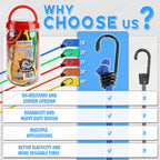 22-Piece Bungee Cord Assortment with Metal Hooks