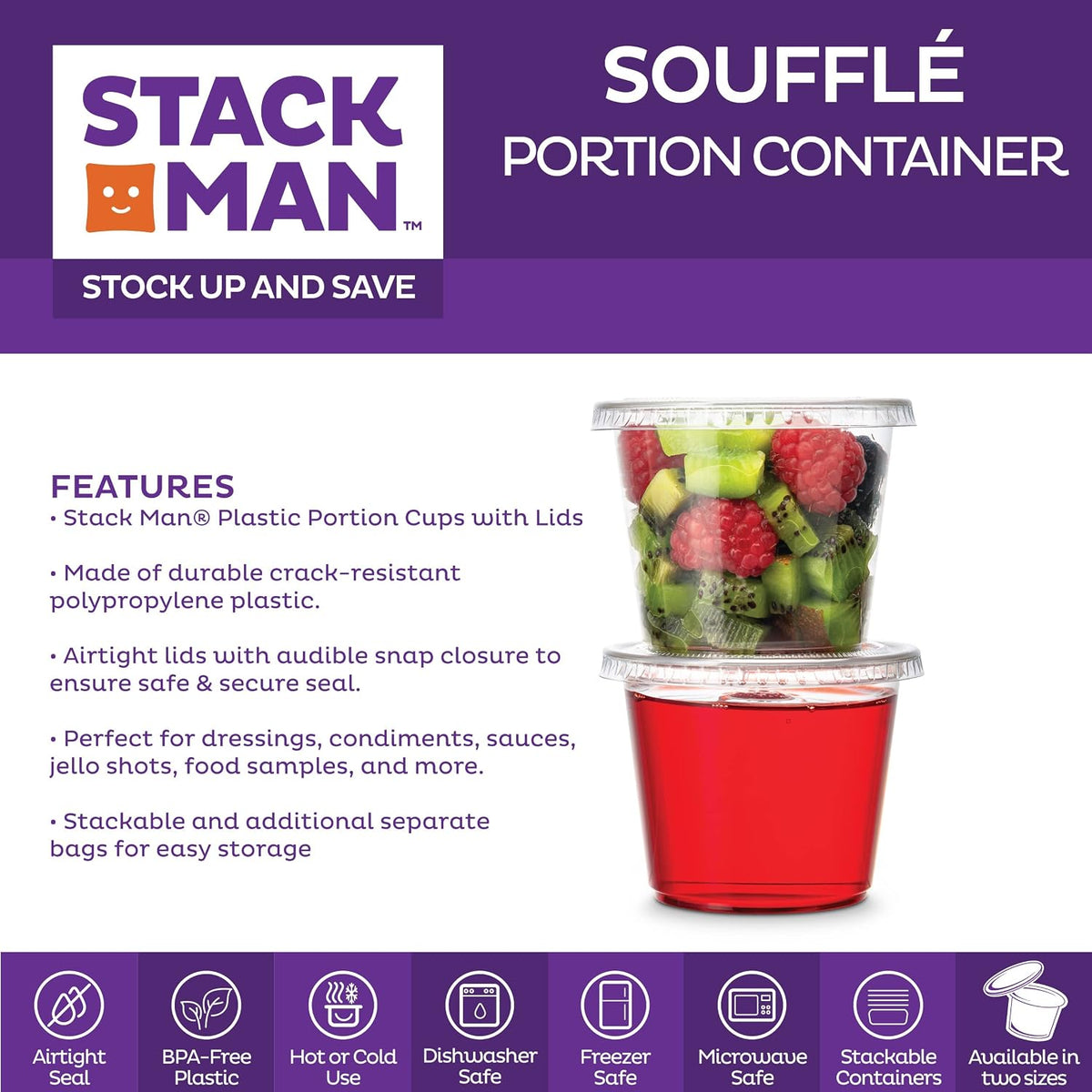 [100 Sets - 5.5 oz.] Plastic Clear Portion Cups, Snack / Yogurt /Parfait/ Pudding / Souffle /Dessert Cups, Disposable