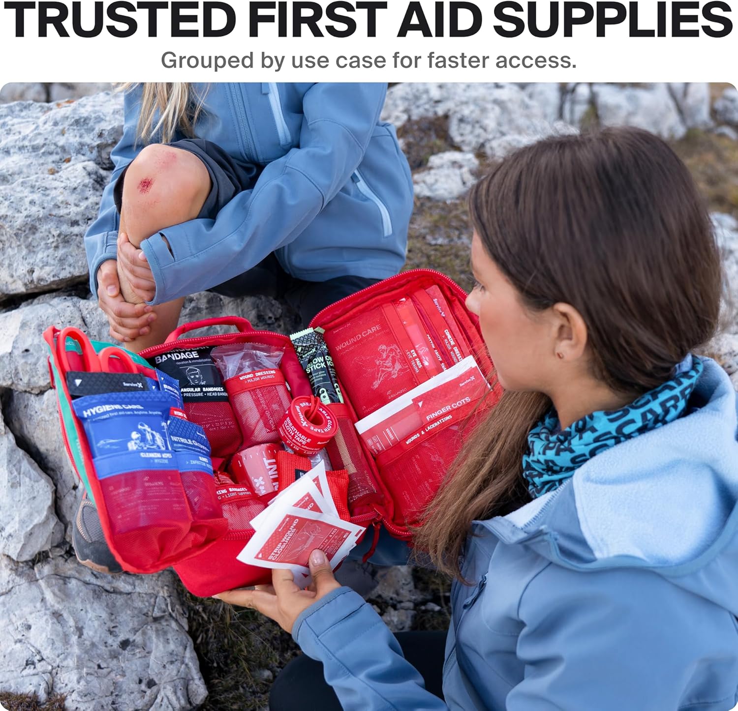 Large First Aid Kit for Car, Travel & Home - Emergency Kit for Hiking, Camping, Backpacking and Outdoors - Includes