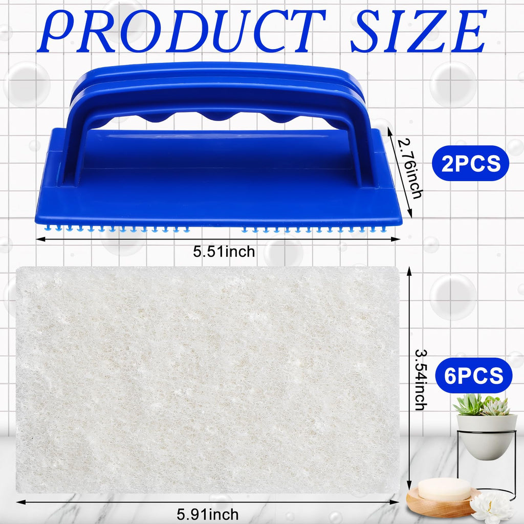 8 Pcs Handled Bath Scrubber Sponge Scrub Pad with Handle Cleaning