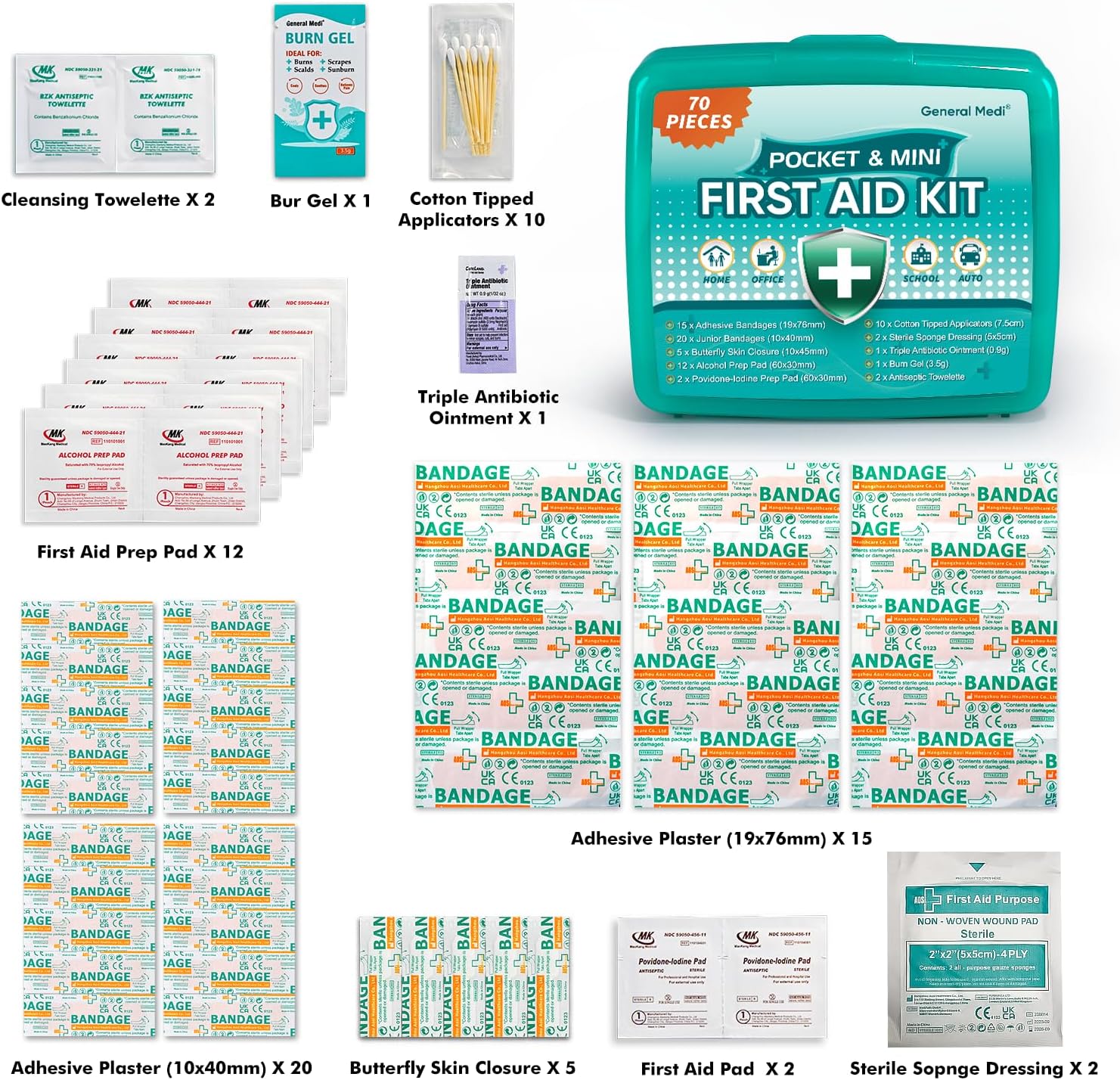 420 Piece First Aid Kit, 6 Individual Boxes of 70 Items Each - Contains Premium Medical Supplies for Travel, Home