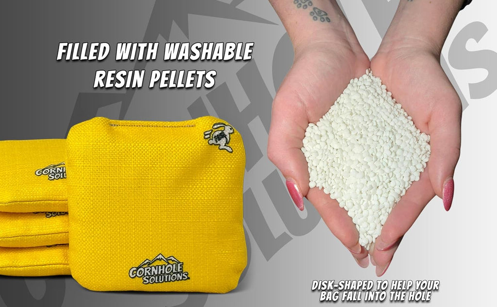 Cornhole Bags Set of 4 Regulation Pro Style 6x6 Resin Filled + Tote Bag