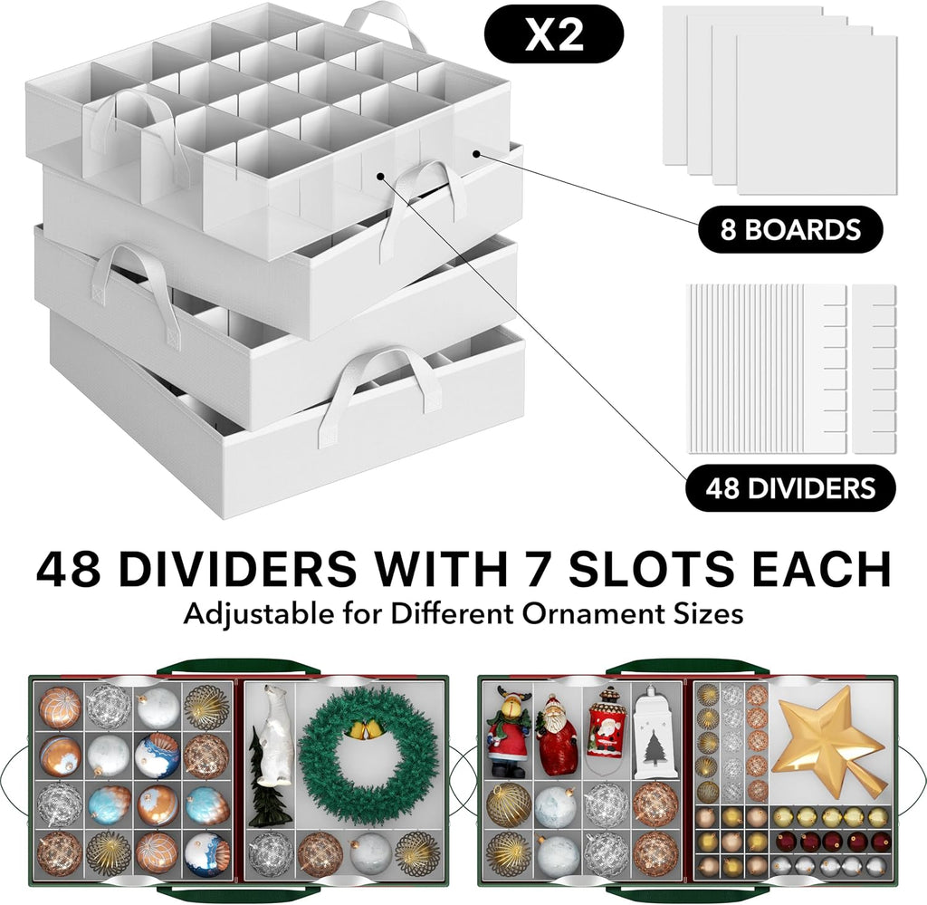 128 Christmas Ornament Storage Box with Adjustable Divider | Heavy-Duty
