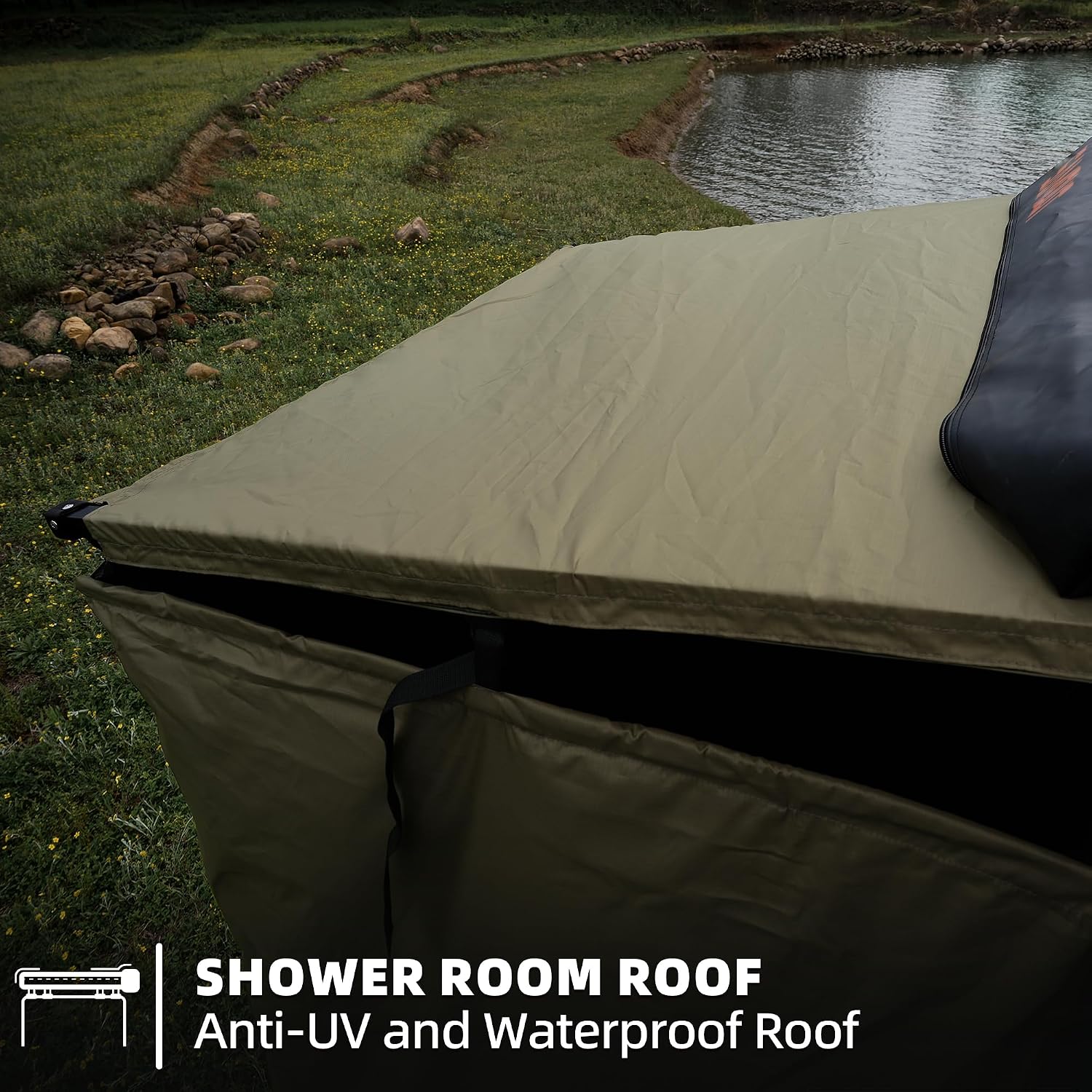 Vehicle Side Shower Room with Roof, 3.3ft x 3.3ft Privacy Shelter Restroom, Car Side Shower Room, Portable Shower