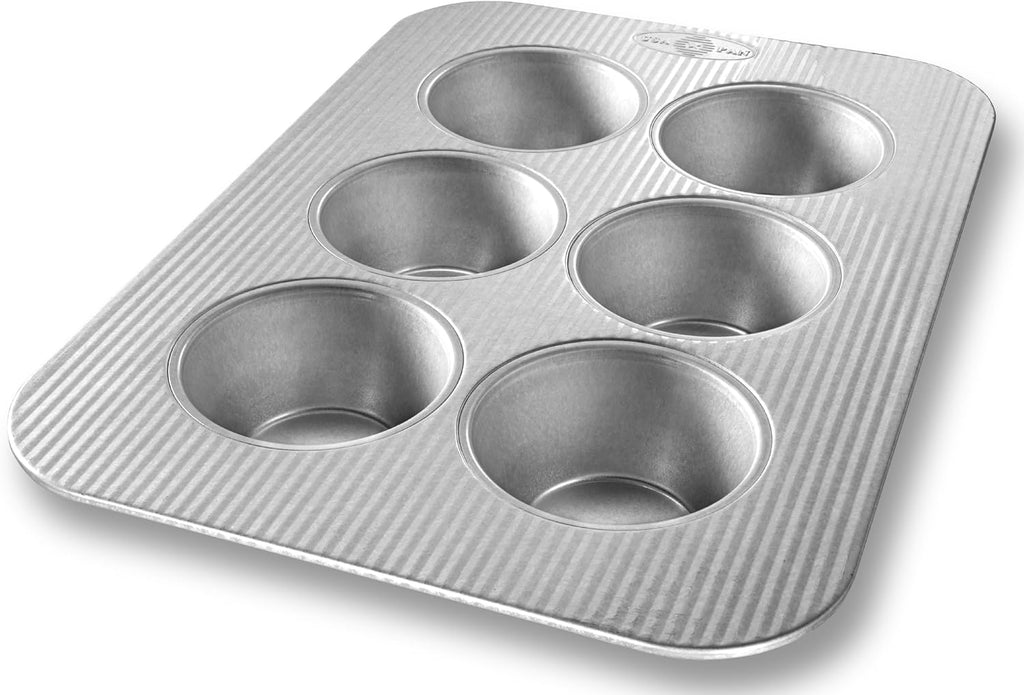 Jumbo Texas Muffin Pan, 6 Well, Nonstick & Quick Release Coating, Aluminized Steel