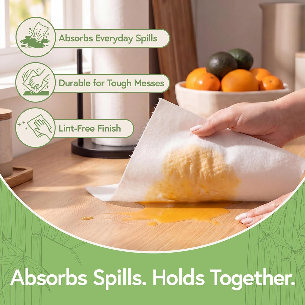 Reusable Bamboo Paper Towels, 20 Sheets, 6 Rolls