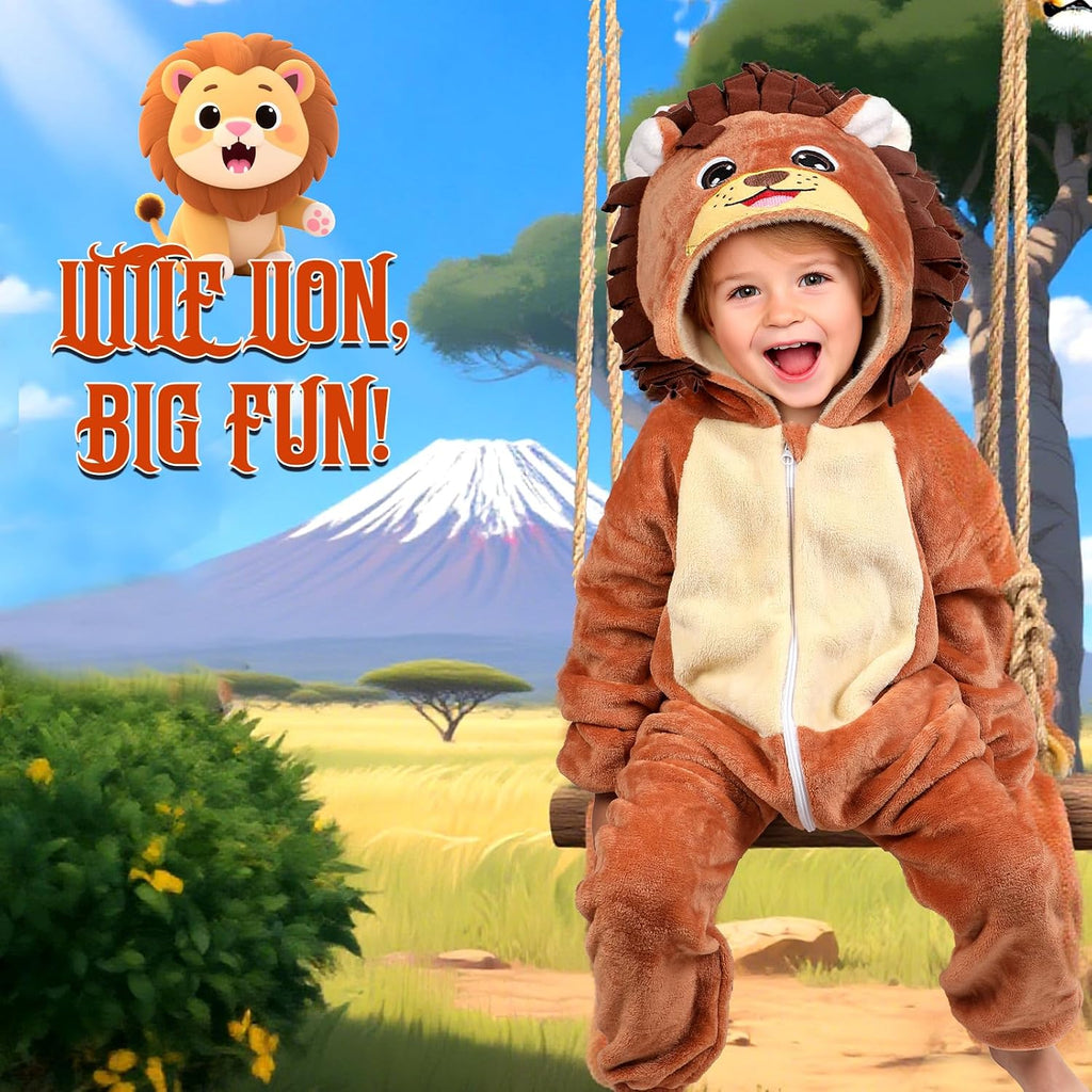 Toddler Baby Animal Costume Kids Toddler Dinosaur Lion Halloween Costume with Tail, Soft Dress Up for Baby Boys Girls