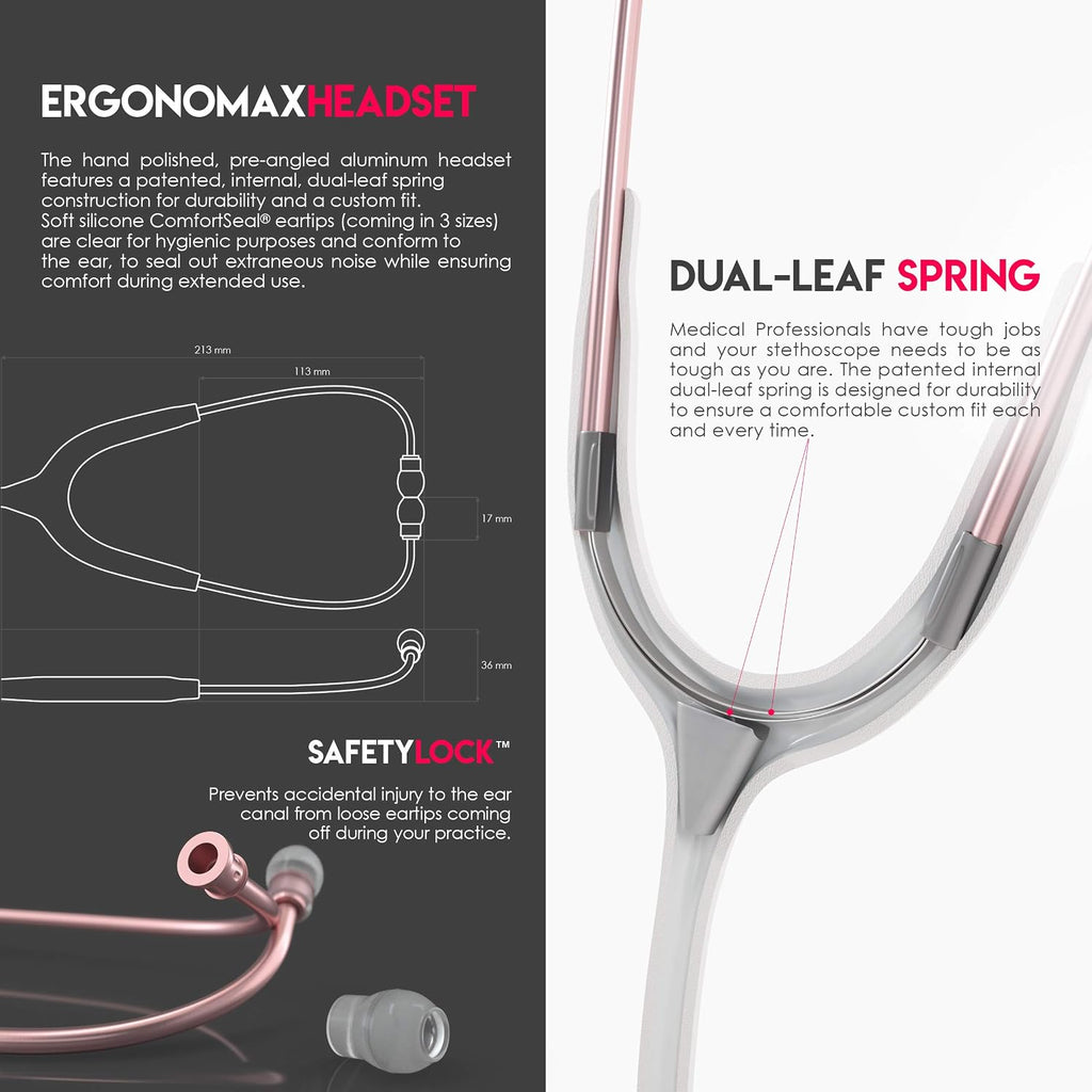 Acoustica Lightweight Stethoscope for Doctors, Nurses, Students, Home Health Use, Adult, Dual Head, White Tube