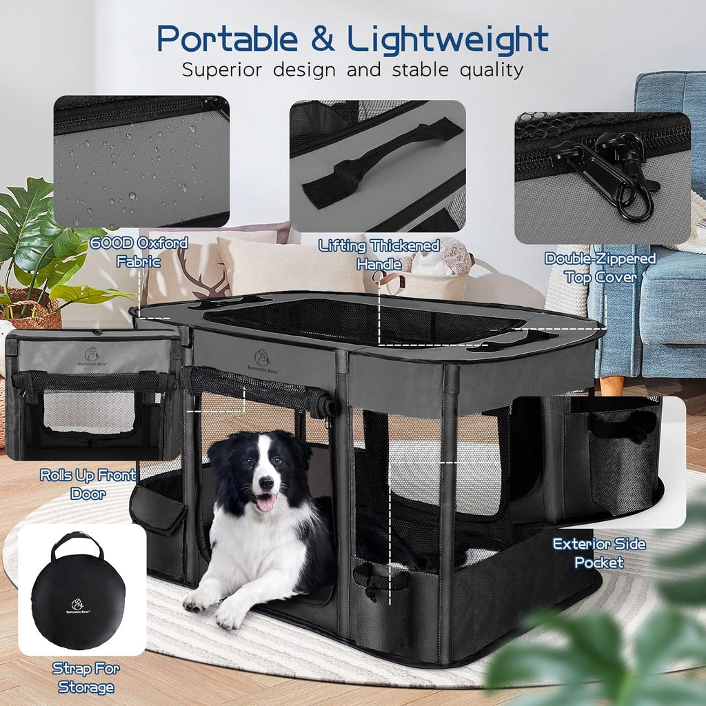 Dog Playpen,Pet Playpen,Foldable Puppy Cat Playpen,Portable Exercise Kennel Tent Crate,Water-Resistant Breathable