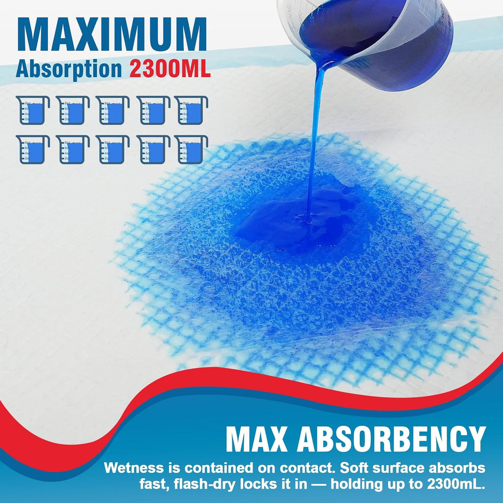Tear-Resistant Incontinence Bed Pads 40'' x 36'' 130 Gram Heavy Duty (25 Count) Disposable Underpads Chucks Pads for