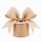 Natural Linen Wired Edge Ribbon,2.5 in x10Yd,for Gift Wrapping