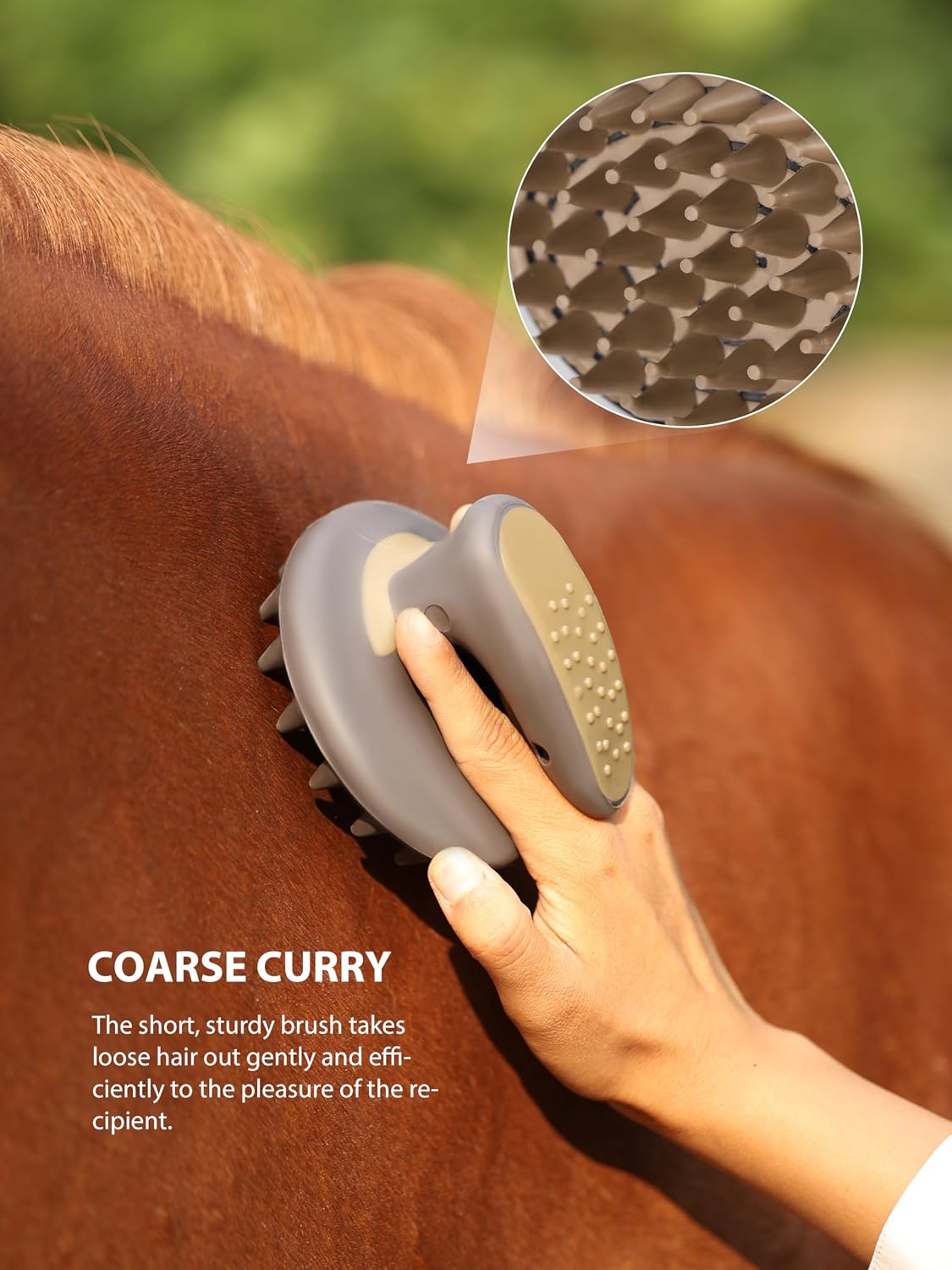 Horse Grooming Kit, 7 Piece Horse Brush Set with Curry Comb, Hoof Pick, Sweat Scraper & Bag Brown