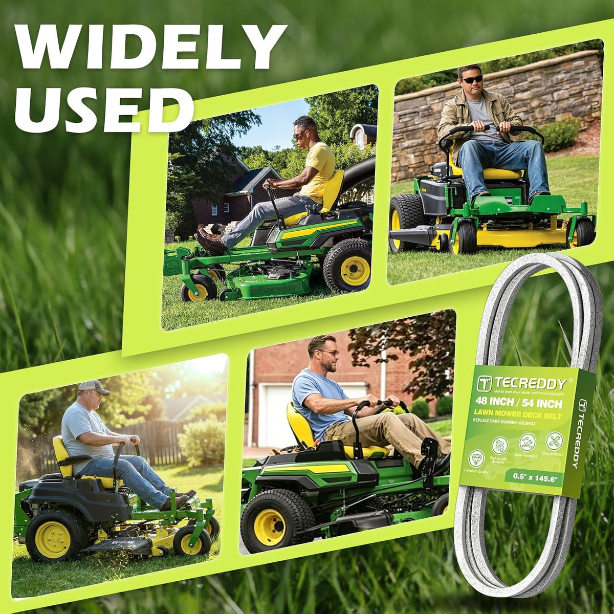 GX26422 Mower Deck Belt for John Deere Z325E Z330R Z355R Z375R Z330M Z355E Z365R ZTrak Zero Turn Lawn Mower - Aramid Cord, 0.51" x 145.65"