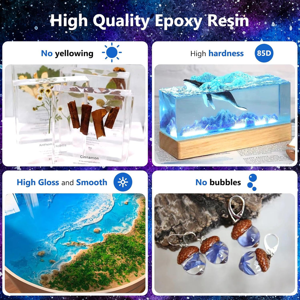 Deep Pour Epoxy Resin Kit, 96OZ 2:1 Bubble Free Crystal Clear | 2:1 , low odor, crystal clear, for 2-4" deep pours