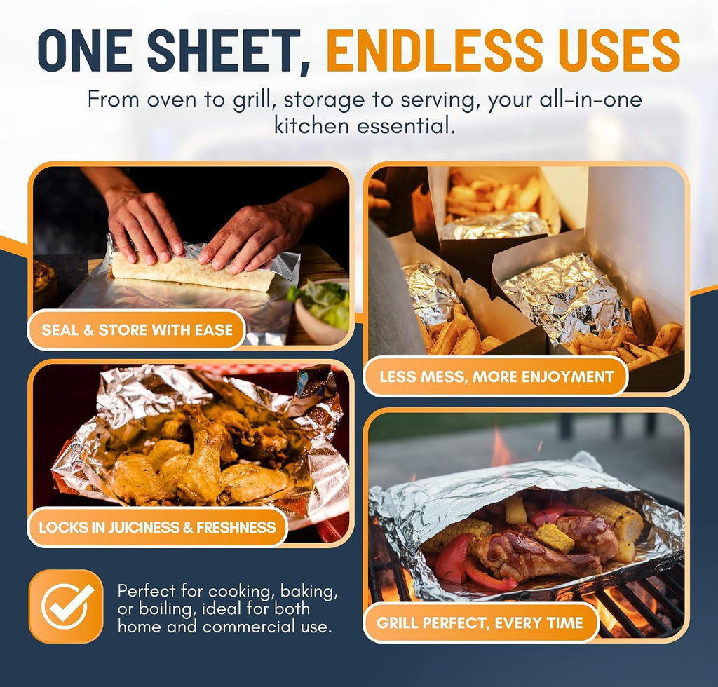 Pre-Cut Aluminum Foil Sheets 500 Count - Foil Sheets For Food, 12” x 10.75”, Easy Dispense Packaging, Premium Pop Up