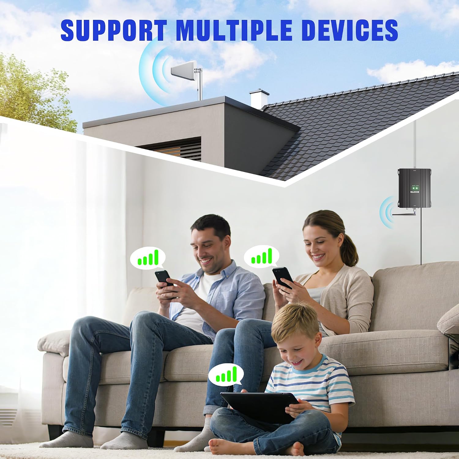 Cell Phone Signal Booster for Home T-Mobile, AT&T & US Cellular, Band 12/17/4/66 Cellular Amplifier, Boost High-Speed