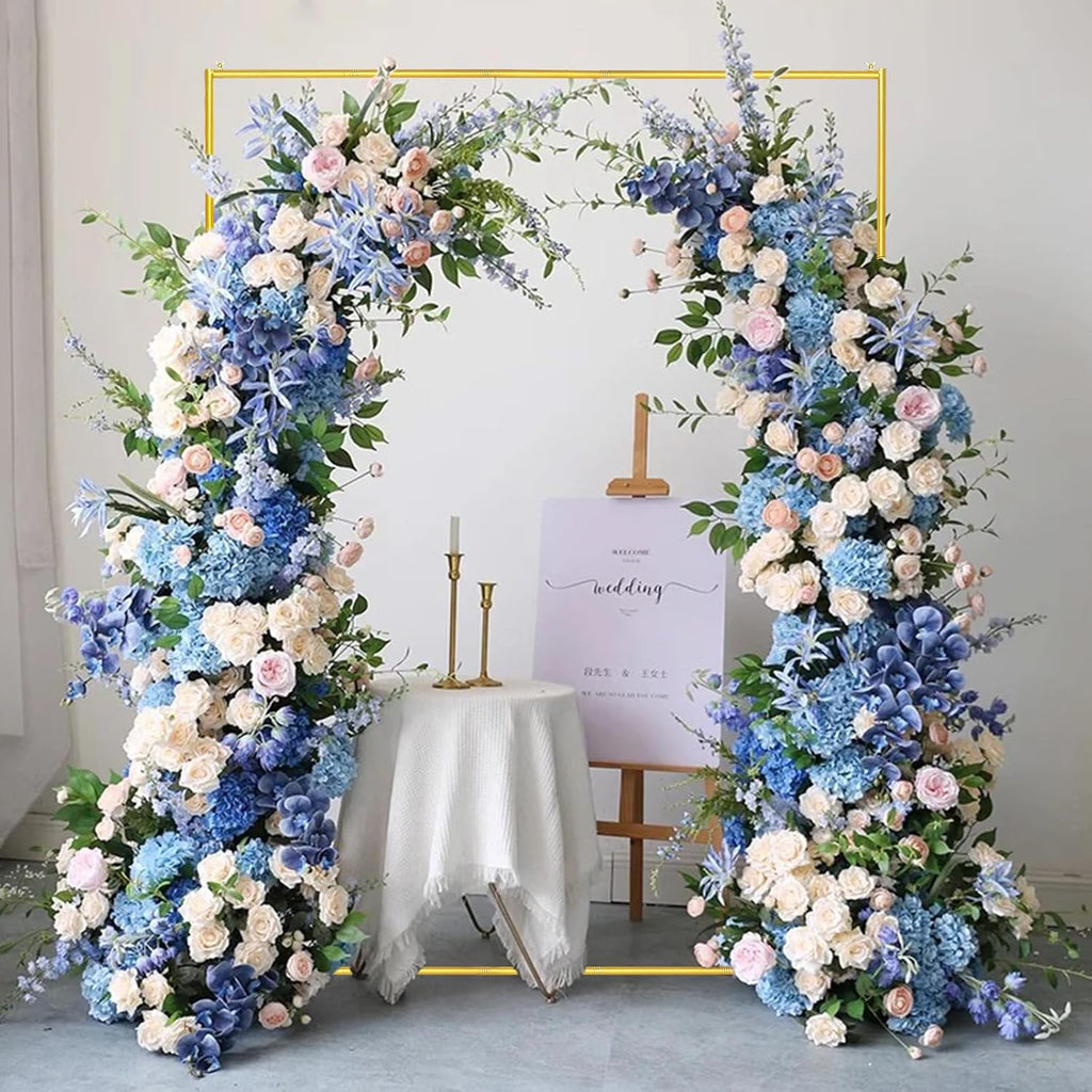 Metal Wedding Arch Backdrop Stand 6.6x5 FT Gold Square Balloon Arch Frame for Wedding, Birthday Party, Baby Shower