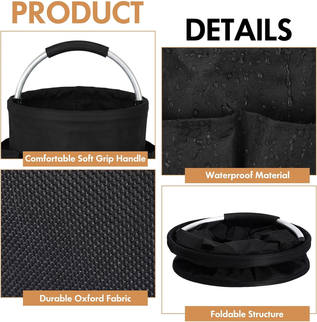 4 Pack Cleaning Caddy with Handle 17L Foldable Cleaning Supplies Organizer Oxford Cloth Storage Basket with 6 Pockets