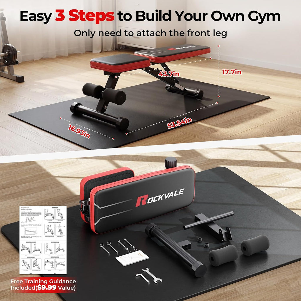 95% Pre-assemble Adjustable Weight Benches for Home Gym, 9 Backpad Positions Workout Bench, 660lb Compact Bench Press