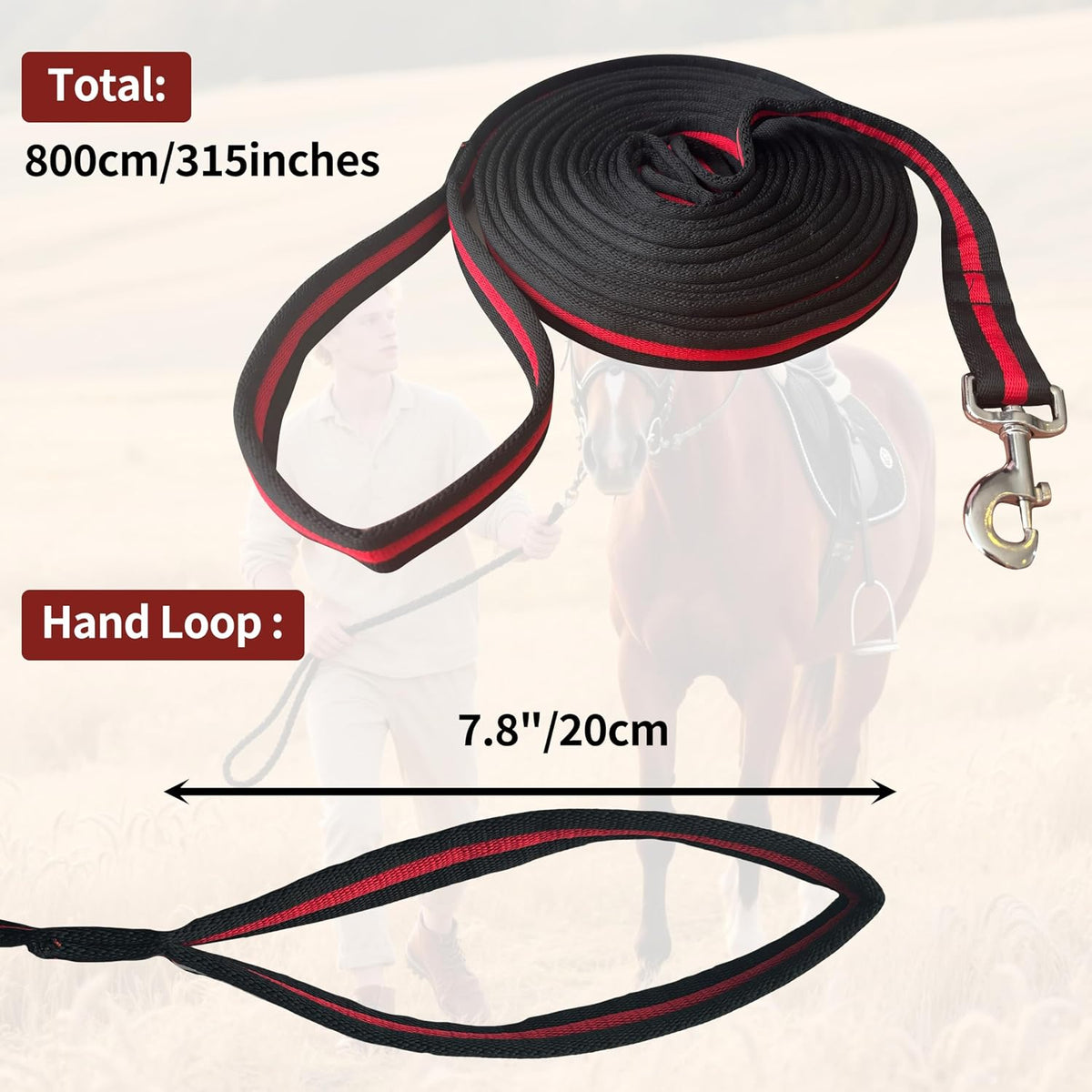 Lunge Line for Horse, Premium Equine Lunge Line with Swivel Bolt Snap for Accurate Equestrian Training, Competition