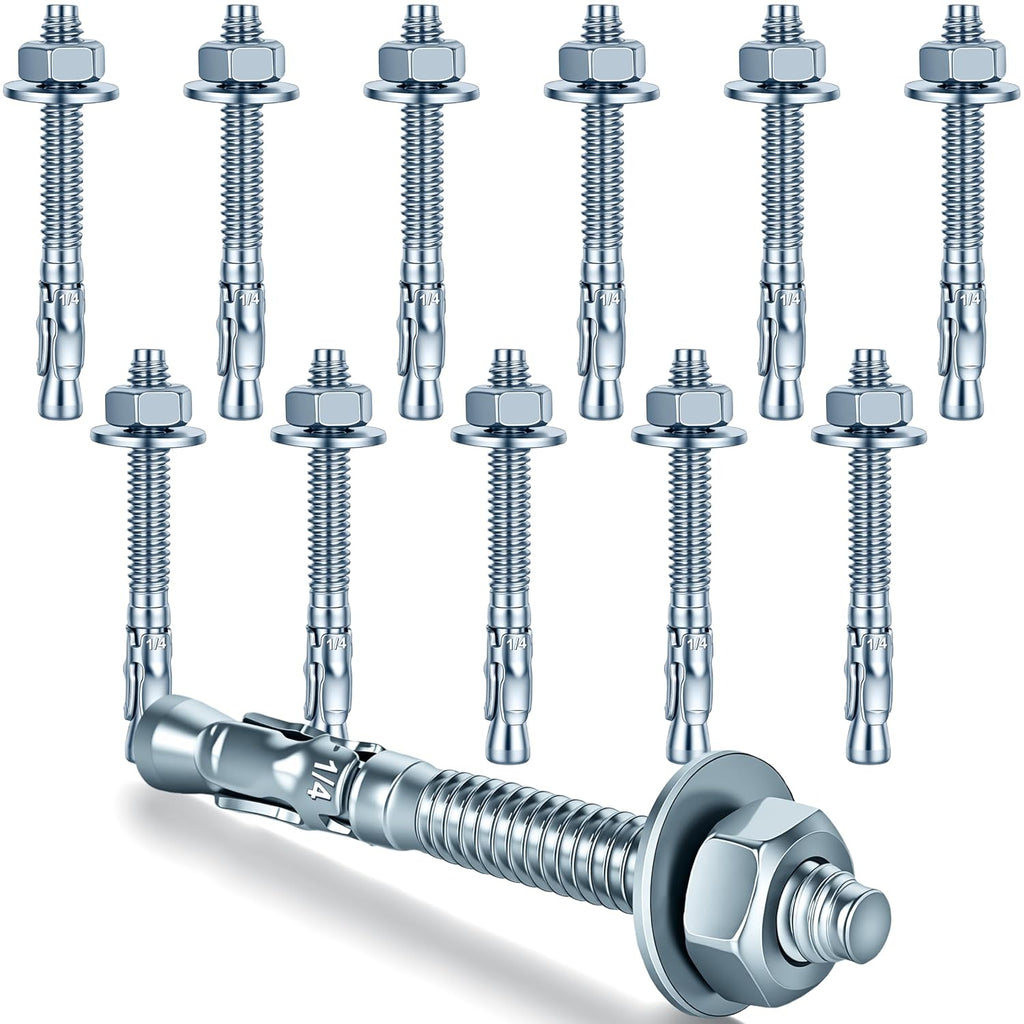 1/4 x 2-1/4 in Wedge Anchors 12 pcs Galvanized Concrete Anchors