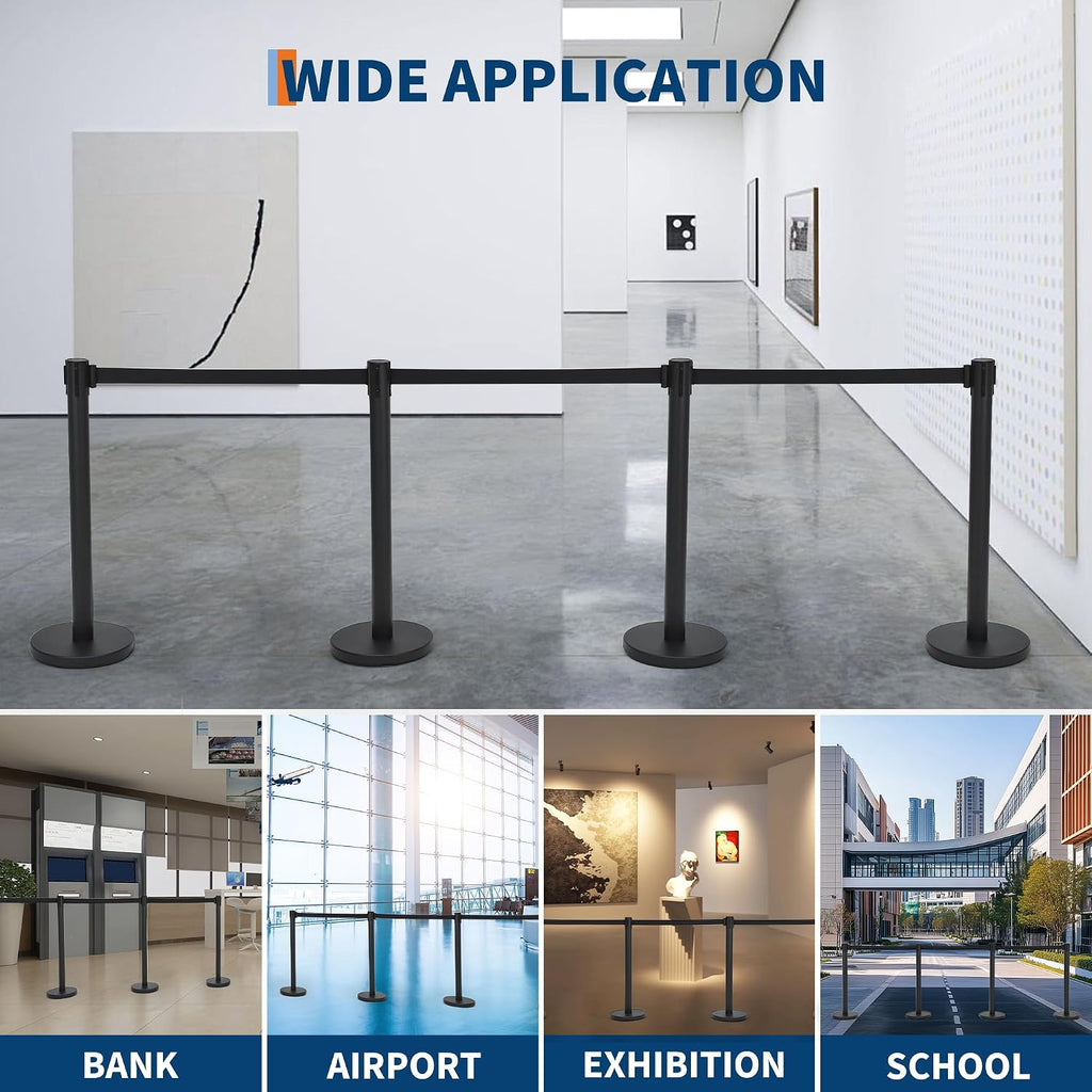 Crowd Control Stanchion Set, 2 Pack Black Stanchions