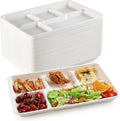 Compostable Disposable 5 Compartment Paper Plates, 12.5inch