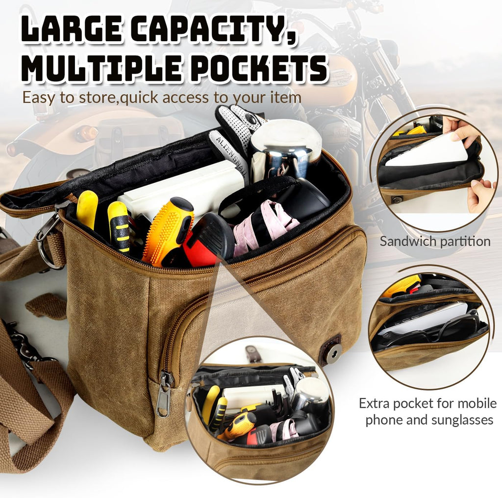 Motorcycle Bags Vintage Motorcycle Tool Bag Waterproof Messenger Bag Bike Tank Bag Saddle Bag Canvas Sissy Bar Bag